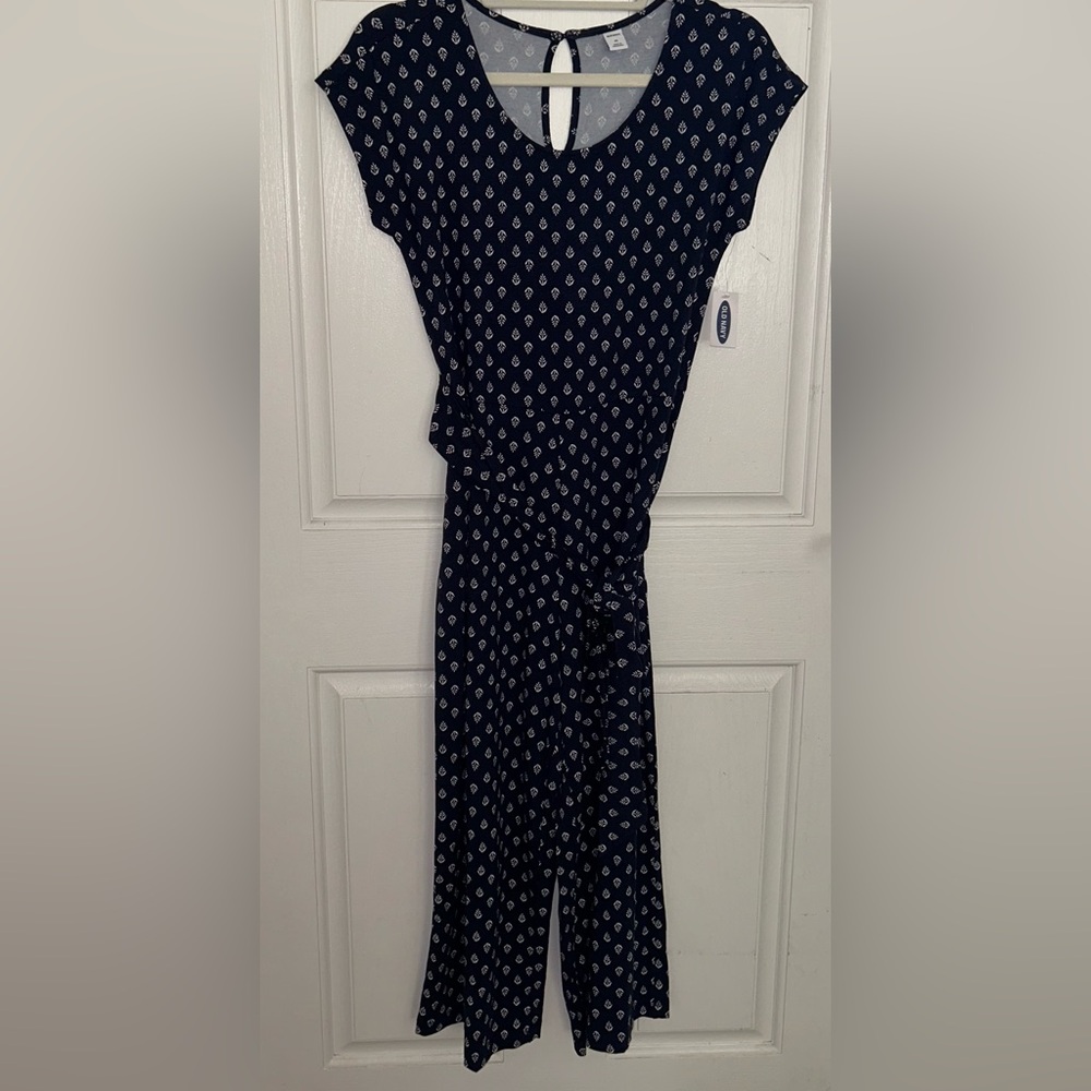 Navy blue printed romper.